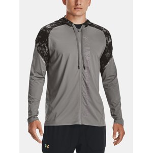 Under Armour Mikina Rush FZ Print Hoodie-GRY - Pánské