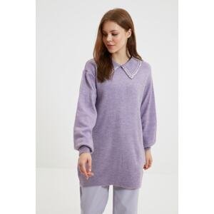 Trendyol Lilac Baby Collar and Pearls Soft Knitwear Sweater