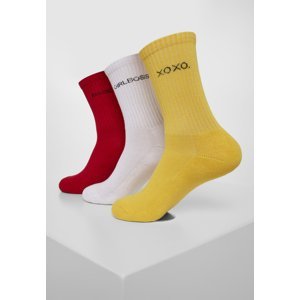 Nápis Ponožky 3-Pack žlutá/červená/bílá
