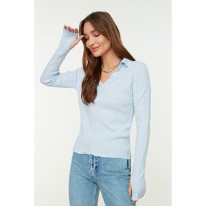Trendyol Light Blue Detailed Polo Neck Knitwear Sweater