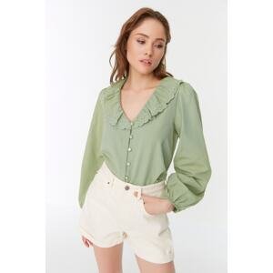 Trendyol Mint Collar Woven Shirt with Lace Detail