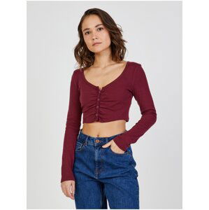 Vínový crop top TALLY WEiJL - Dámské