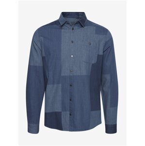 Modrá džínová vzorovaná košile Blend Patchwork - Pánské