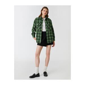 Koton Checkered Long Sleeve Jacket with Pockets