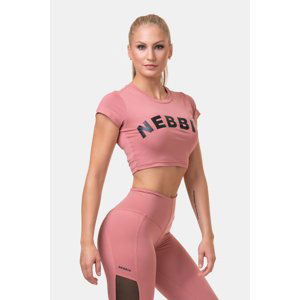 Nebbia Sporty Hero crop top s krátkým rukávem old rose M