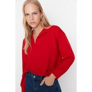 Trendyol Red Regular/Normal fit Basic Polo Collar Regular, Thin Knitted Sweatshirt