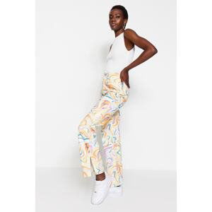 Trendyol Multicolored Wavy Pattern High Waist 90's Wide Leg Jeans