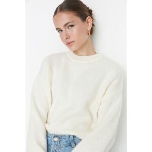 Trendyol Ecru Wide Fit Soft Textured Basic Knitwear Sweater