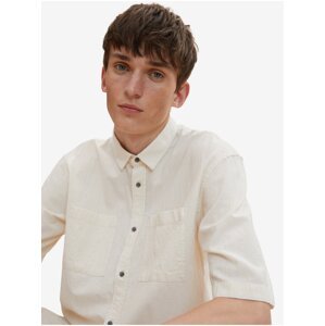 Krémová pánská košile s krátkým rukávem Tom Tailor Denim - Pánské