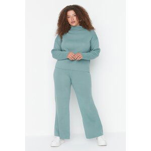 Trendyol Curve Mint Stand Up Collar Knitwear Top-Upper Suit