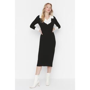 Trendyol Black Midi Knitwear Color Block Dress Dress