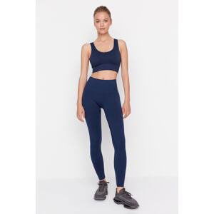 Trendyol Dark Navy Blue Seamless/Seamless Gathering Full Length Sports Leggings