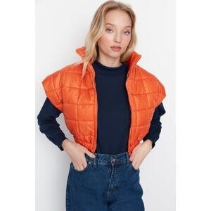 Trendyol Orange Wide-Fit Oversize Crop Quilted Vest