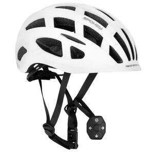 Spokey POINTER PRO Cyklistická prilba s LED blikačkou a blinkry, 55-58 cm, biela