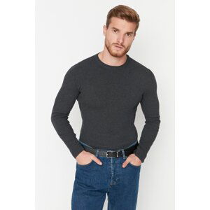 Trendyol Anthracite Men's Fitted Tight Fit Crew Neck Basic Sweater