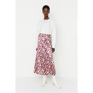 Trendyol Multicolored Floral Print High Waist Satin Skirt