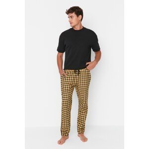 Trendyol Men's Mustard Checkered Regular Fit Mid-Heavy Woven Pajama Bottoms
