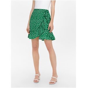 Zelená květovaná krátká zavinovací sukně ONLY Olivia - Dámské