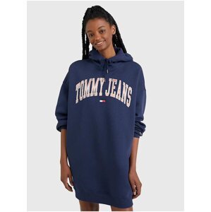 Tmavě modré dámské mikinové šaty s kapucí Tommy Jeans - Dámské