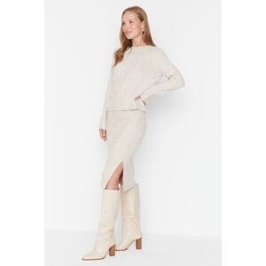 Trendyol Stone Soft-textured Skirt, Sweater Top-Top Set