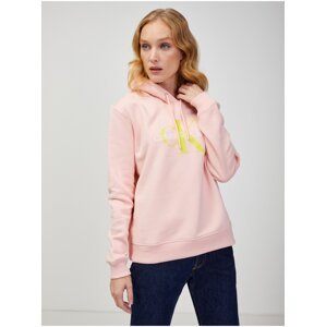 Světle růžová dámská mikina s kapucí Calvin Klein Jeans - Dámské