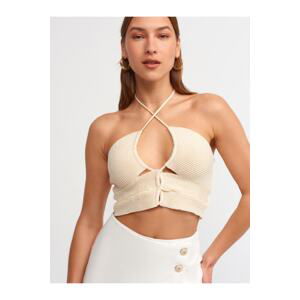 Dilvin 10154 Lace-Up Halter Tricot Bustier-natural