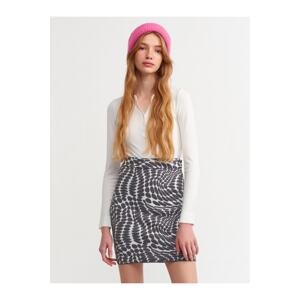 Dilvin 1308 Patterned Short Knitwear Skirt-Smoked