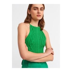 Dilvin 10152 Lace-Up Knitwear Singlet-green with lacing behind the collar.