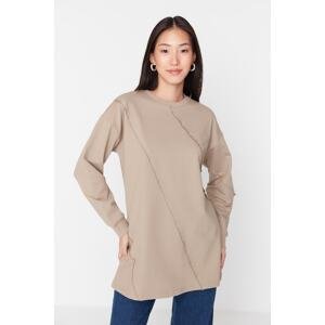 Trendyol Mink Ribbed Front Knitted Tunic