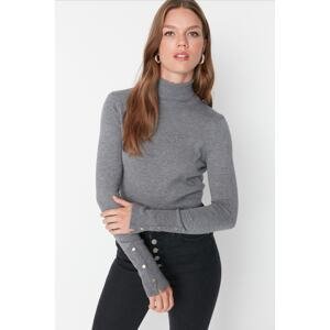 Trendyol Gray Crop Premium Yarn / Special Yarn Basic Knitwear Sweater
