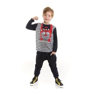 Denokids The Hanging Monster Boys Gray T-shirt and Black Pants Suit