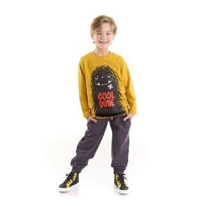 Denokids Cool Dude Monster Boys Mustard T-shirt Pants Set