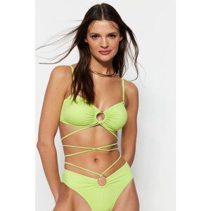 Trendyol Green Strapless Accessorized Bikini Top