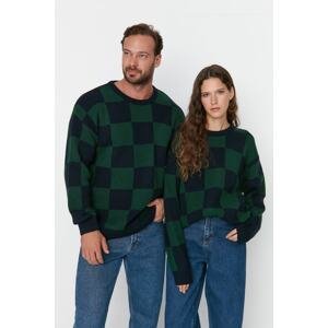 Trendyol Multicolored Unisex Oversize Wide Fit Crew Neck Checked Knitwear Sweater.