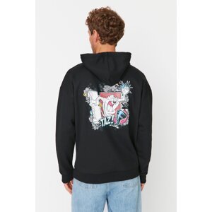 Trendyol Black Men's Regular Fit Hoodie Tasmanian Devil Licensed Sweatshirt
