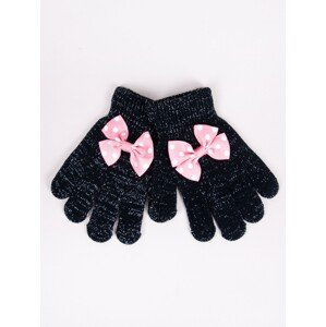 Yoclub Kids's Girls' Five-Finger Gloves With Bow RED-0070G-AA50-009