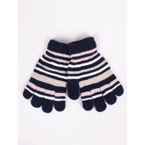 Yoclub Kids's Girls' Five-Finger Striped Gloves RED-0118G-AA50-004
