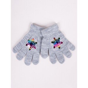Yoclub Kids's Girls' Five-Finger Gloves With Hologram RED-0068G-AA50-006