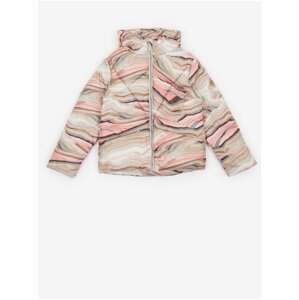 Růžovo-béžová holčičí vzorovaná prošívaná bunda s kapucí Tom Tailor - Holky