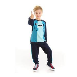 Denokids Shark Navy Blue Boy's Tracksuit Set