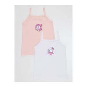 Denokids Girl's Pink-white 2 Piece Singlet Suit