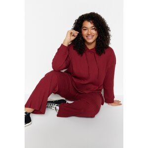 Trendyol Curve Burgundy Knitted Top and Bottom Set