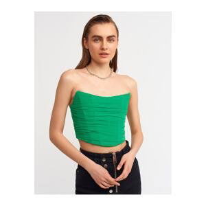 Dilvin 20132 Pleat Detailed Bustier-green