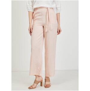 Světle růžové dámské kalhoty s příměsí lnu ORSAY - Dámské