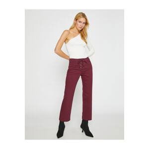 Koton Flared Leg Denim Trousers Crop with Tie Detail