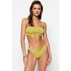 Trendyol Green V-Cut Glitter High Leg Bikini Bottom