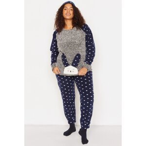 Trendyol Curve Gray Melange Wellsoft Pajamas Set