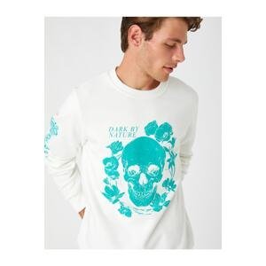 Koton Skull Printed Sweatshirt Crew Neck