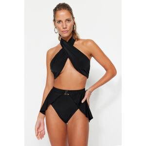 Trendyol Black Skirted High Waist Normal Leg Bikini Bottom