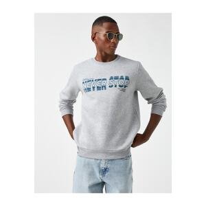Koton Printed Sweatshirt with a Shark Collar Crewneck
